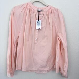 Galeries Lafayette Womens Blouse Top Size 36 / XS 100% Cotton Striped Peach